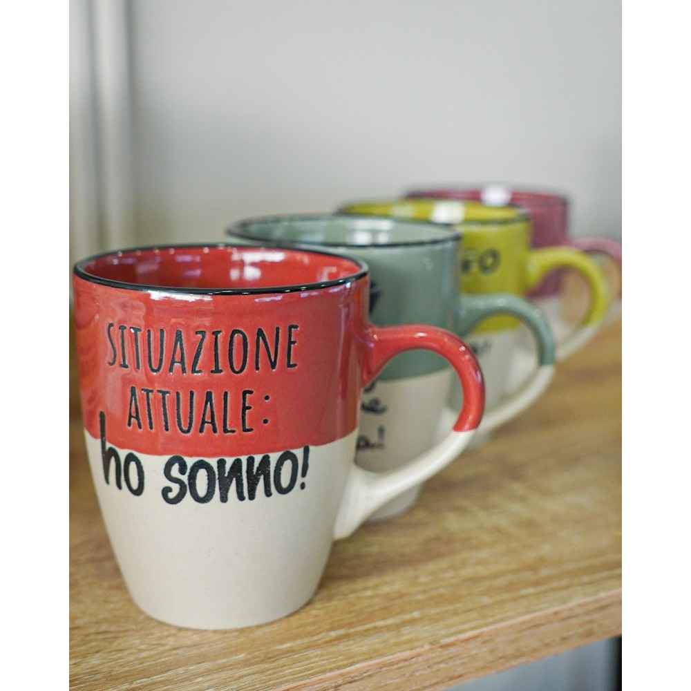 Tazza Mug Allegra Con Scritte in Ceramica AD