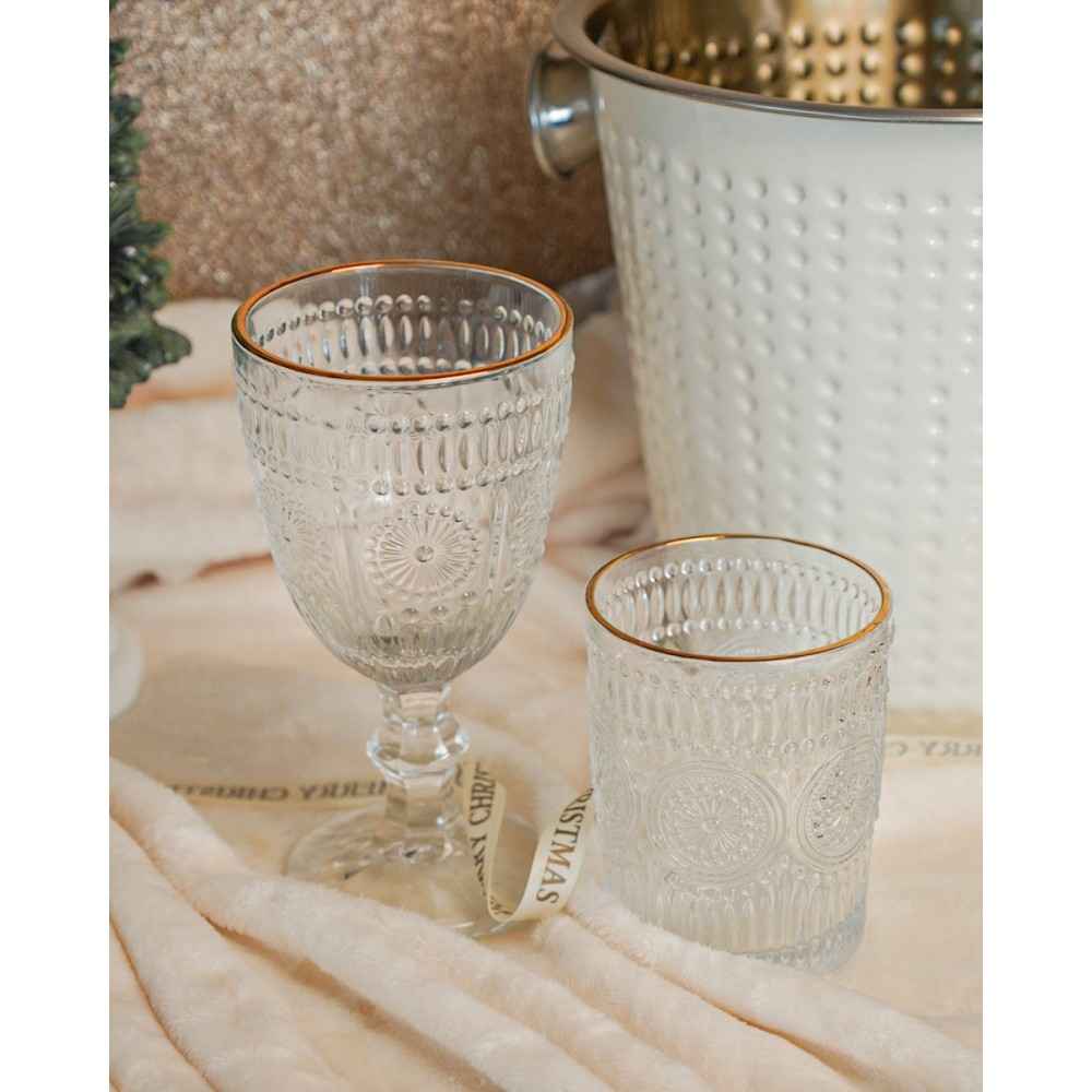 Set 12 Bicchieri Grace Trasparenti Con Filo Oro