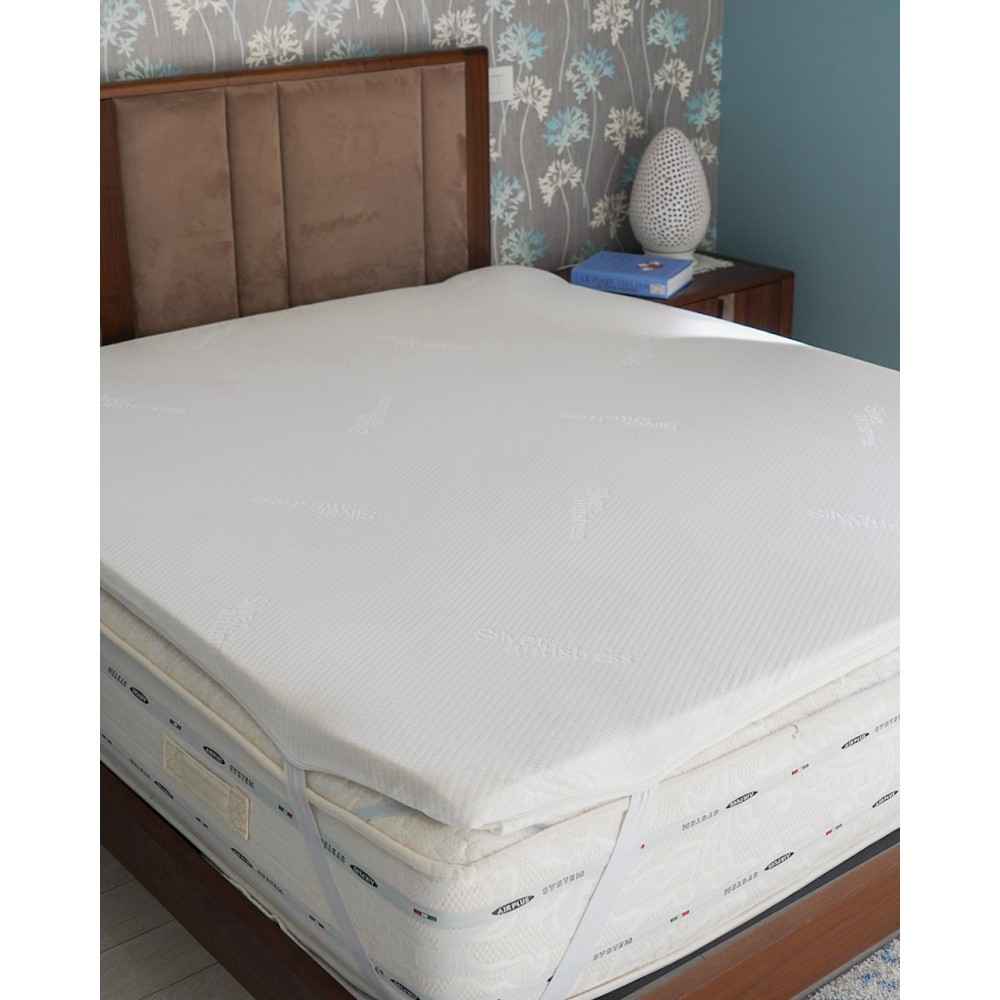 Topper Per Materasso Lastra Intera Memory Foam 5 Cm Con Zip e 4 Elastici