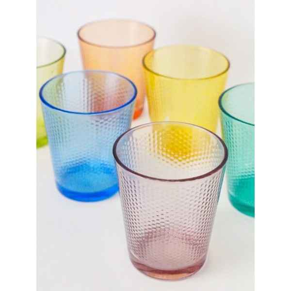 SET BICCHIERI ACQUA COLORATI DA 6 PEZZI, IN VETRO