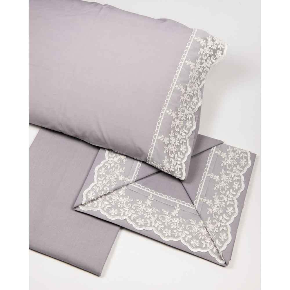 completo lenzuola matrimoniale in cotone colors grigio - lovehome