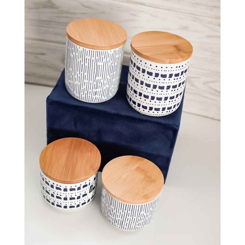 vaso porta biscotti in ceramica con tappo in legno, pareschi ceramiche di  laveno