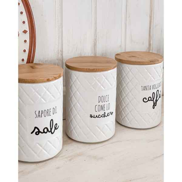 SET 3 Barattoli Sale Zucchero Caffè Tris CUORE Contenitore METALLO TAPPO  LEGNO