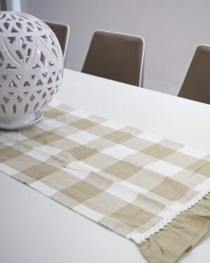 Runner linea Queen a Quadri con Balza e Merletto