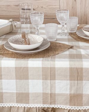 Tovaglia in Cotone Con Balza Linea Queen di Preziosa Home
