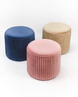 Pouf Rotondo Leon in Velluto con Coperchio