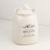 Biscottiera stile Shabby in Ceramica Crema con Scritta