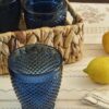 Bicchieri in Vetro 4 Pezzi con Vassoio in Vimini