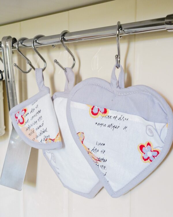 Presine set 3 pezzi Calisè Cuore Tonda Cappuccio Glicine