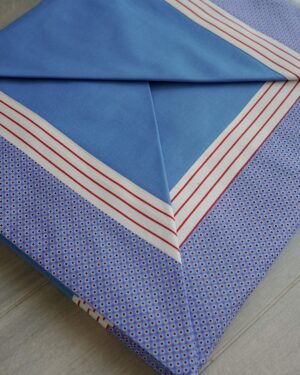 Completo Letto Sartoria Matrimoniale Azzurro Righe Rosse