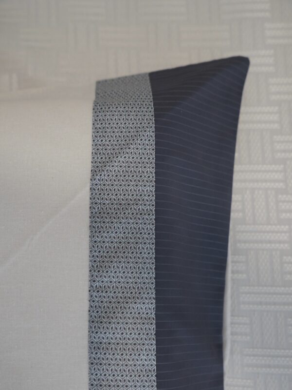 Completo Letto Sartoria Matrimoniale Panna e Grigio Gessato