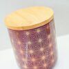 Barattolo Moderno in Ceramica Stile Geometrico con Coperchio in Legno e dettagli in oro
