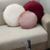 Cuscino Perla Tondo in Velluto con Pon Pon Grande o Piccolo