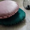 Cuscino Perla Tondo in Velluto con Pon Pon Grande o Piccolo