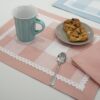 Tovaglietta Colazione Con Tovagliolo Linea Queen a Quadri Con Merletto