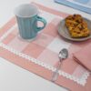 Tovaglietta Colazione Con Tovagliolo Linea Queen a Quadri Con Merletto