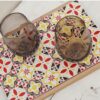 Tagliere in Ceramica Maiolica con Base in Bamboo