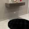 Tappeto Arredo Rabbit in Pelliccia Pelo Corto Nero Tondo