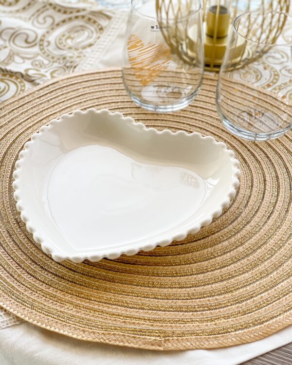 Piatto Cuore Pearl Porcellana Bianco