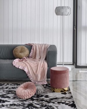 Pouf VELVET Tondo con Base Oro Carillo Home