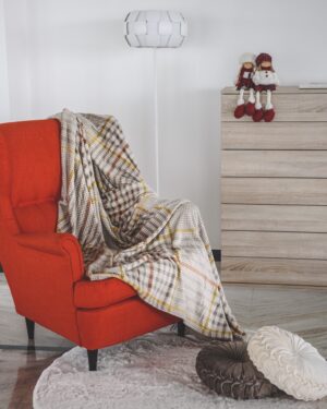 Plaid Coperta in Coral Morbido Pied de Poule Marrone Nazareno Gabrielli Misura Matrimoniale