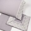 Completo Lenzuola Elegance Grigio Matrimoniale con Bordo In Pizzo 100% Cotone
