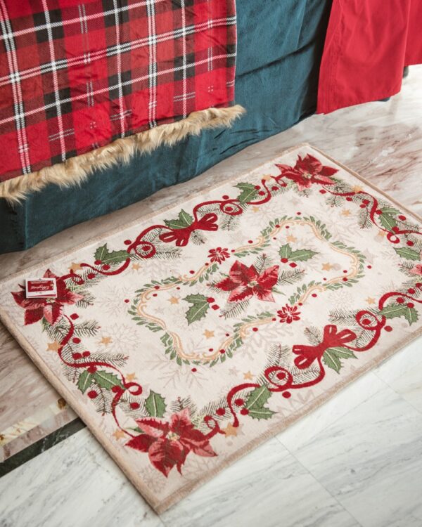 Tappeto Natale Ciniglia Antiscivolo con Decoro Natalizio 70x110