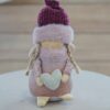Angelo Rosa con Dettagli in Velluto e Cuore Glitterato 21cm