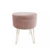 Sgabello Orlando In Velluto Con Gambe Oro Elegante
