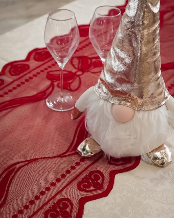 Runner Elegante Xmas Regina in Filet Piazzato Smerlato 50x150 cm