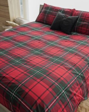 Copripiumino Venere Stile Scozzese Parure Completa 100% Cotone Made in Italy