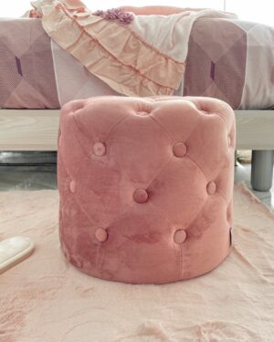Pouf Round Bottom Carillo Home in Velluto Rosa Antico 40x36