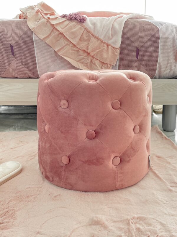 Pouf Round Bottom Carillo Home in Velluto Rosa Antico 40x36