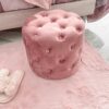 Pouf Round Bottom Carillo Home in Velluto Rosa Antico 40x36