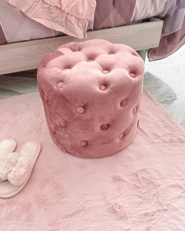 Pouf Round Bottom Carillo Home in Velluto Rosa Antico 40x36