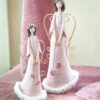 Angelo in Ceramica Rosa Con Ali in Metallo Dorato Disponibile in Due Diverse Grandezze