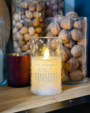 Candela con Dedica Vasetto In Vetro Luce Led
