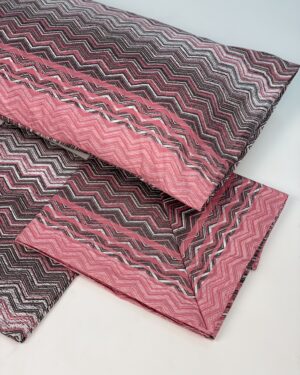 Lenzuola Stripe Tortora e Rosa Motivo Geometrico Zig Zag
