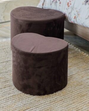 Set Due Pouf a forma di Cuore Marrone