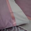 Completo Lenzuola Matrimoniali Perla 100% Cotone e Bordo in Raso Malva e Rosa