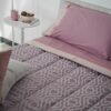 Completo Lenzuola Matrimoniali Perla 100% Cotone e Bordo in Raso Malva e Rosa