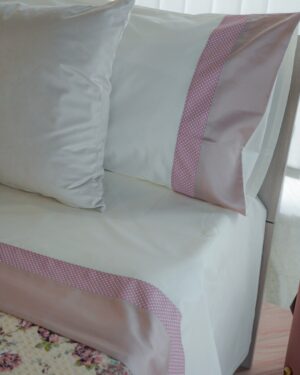 Completo Lenzuola Matrimoniale Pois Nazareno Gabrielli Cotone 100% Rosa Celeste Beige Grigio Malva