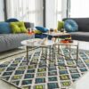 Tappeto Living Con Rombi Verde e Blu