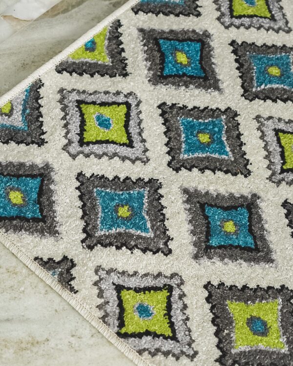 Tappeto Living Con Rombi Verde e Blu