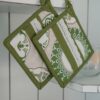 Presine Set 2 pezzi Ambra Verde in Cotone con Bordo Merletto