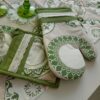 Guantone e Presina Ambra Verde in Cotone con Bordo Merletto