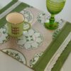 Tovaglietta Colazione Ambra Verde in Cotone con Bordo Merletto