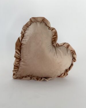 Cuscino Arredo Cuore con Volant in Velluto Tessuto Sfoderabile Diametro 40 cm