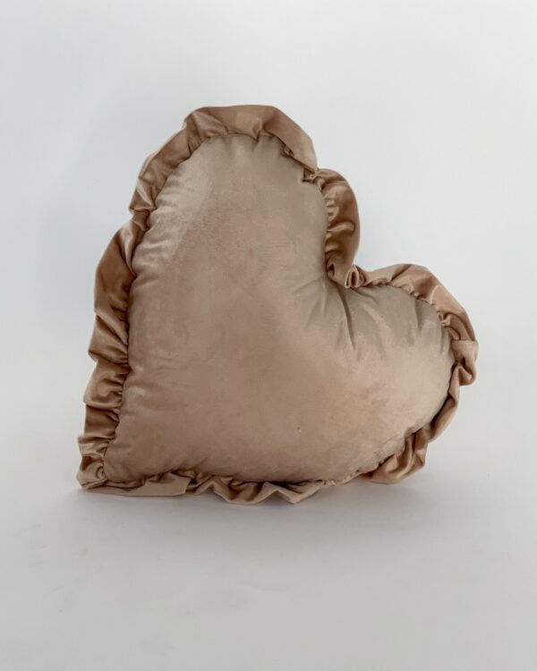 Cuscino Arredo Cuore con Volant in Velluto Tessuto Sfoderabile Diametro 40 cm