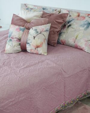 Trapuntino Melodie con Bordo Organza Rosa Matrimoniale
